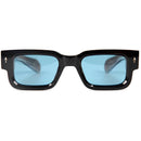 Front view of Voyage acetate sunglasses with clear blue lenses.